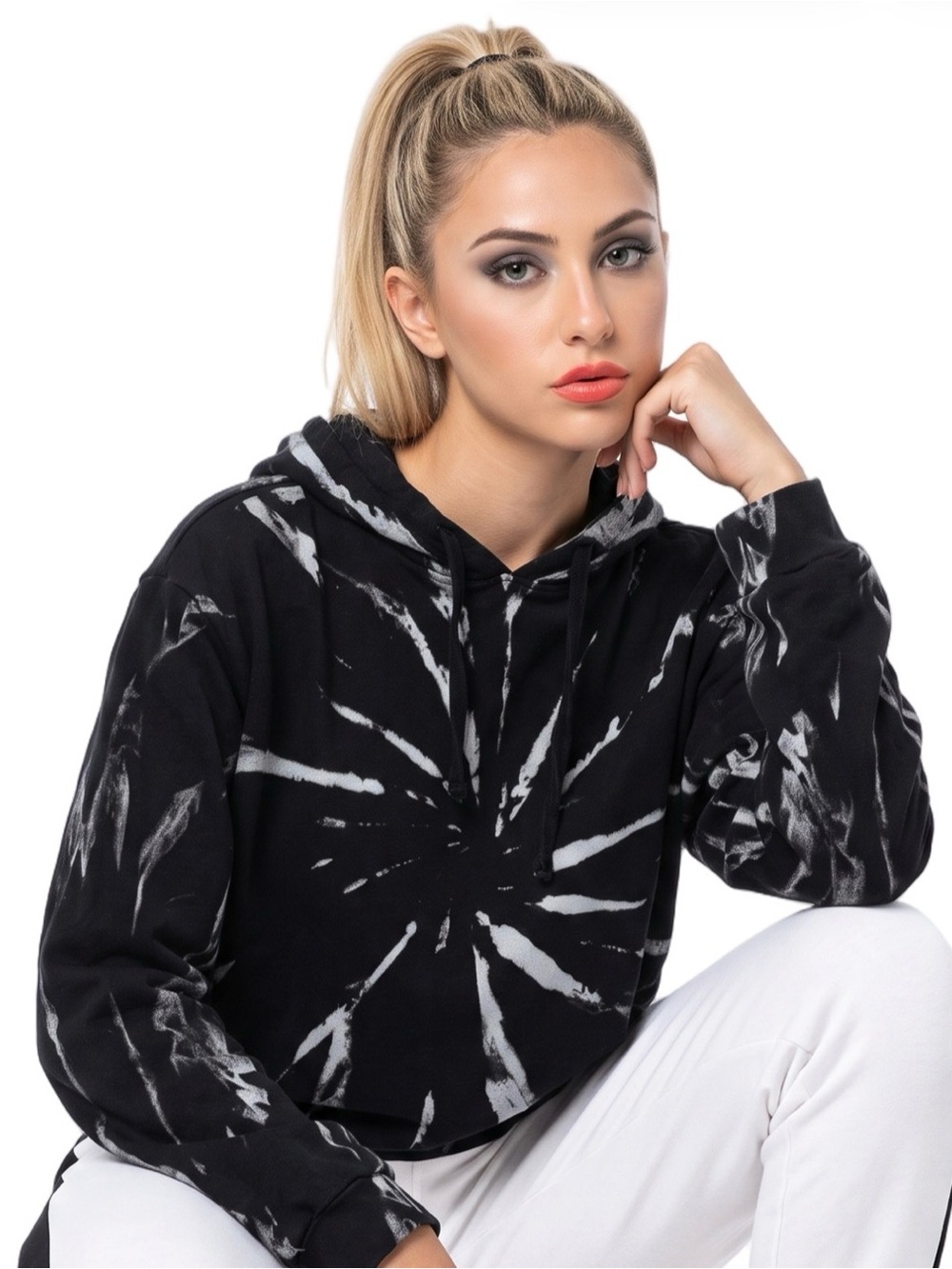 TUHMARAS Black gray tyedye pullover hoodie boxy relaxed fit soft Cotton fabric - Picture 7 of 11